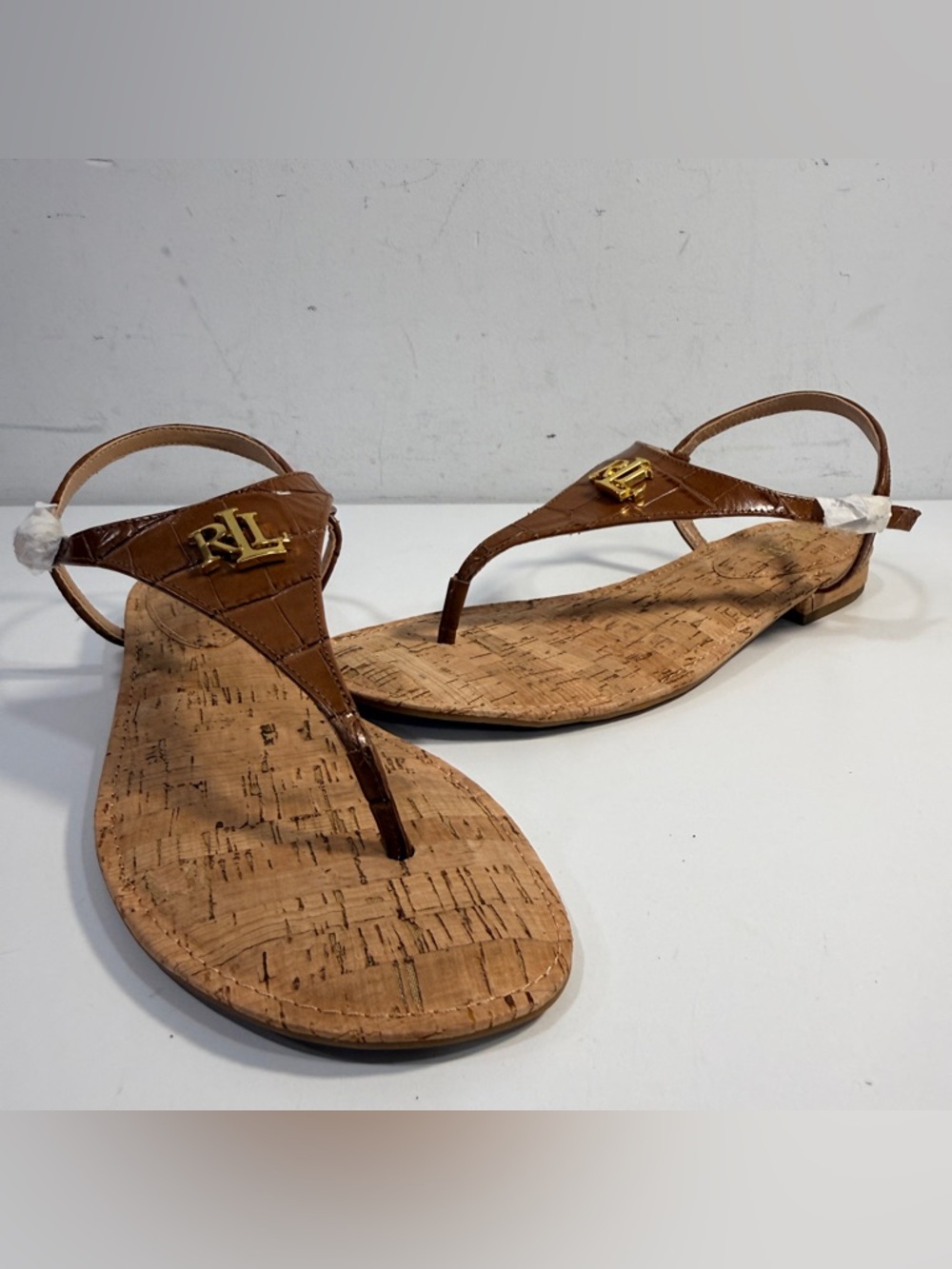 Ralph Lauren Ellington Brown Leather Thong Slingback Sandals Women’s Size 8.5 - Picture 5 of 13
